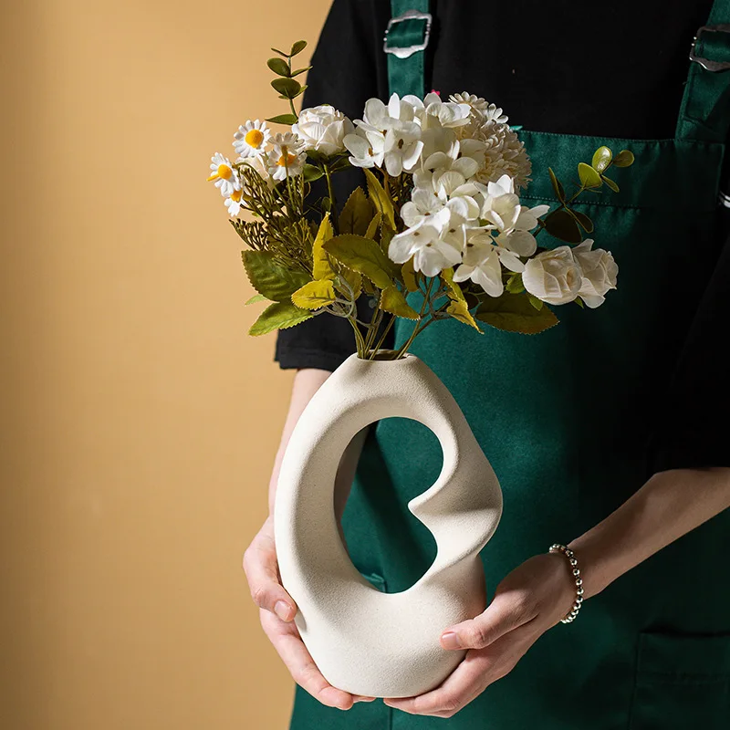 Infinity Artistic Conception Ceramic Vase Home Decoration Ornaments Hydroponic Dry Flower Creative Combination Set-black