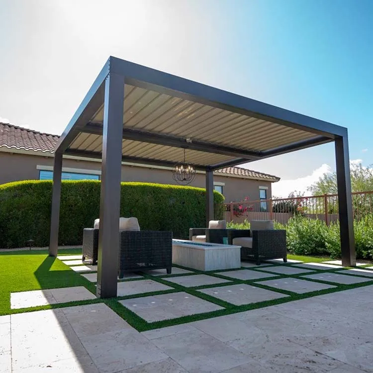 Aluminum Pergola Sunshade with Waterproof Retractable Motorized Louvered Roof