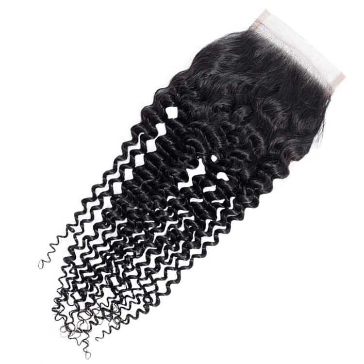 Brazilian Human Hair Weaves Kinky Curly 3 Bundles With Swiss Lace Closure Curly Skin Weft Hair Wave Remy Human Hair