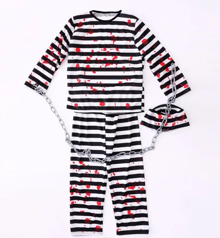 Children Cosplay Prisoner Costume Halloween Costume Clothes for Kids Boys