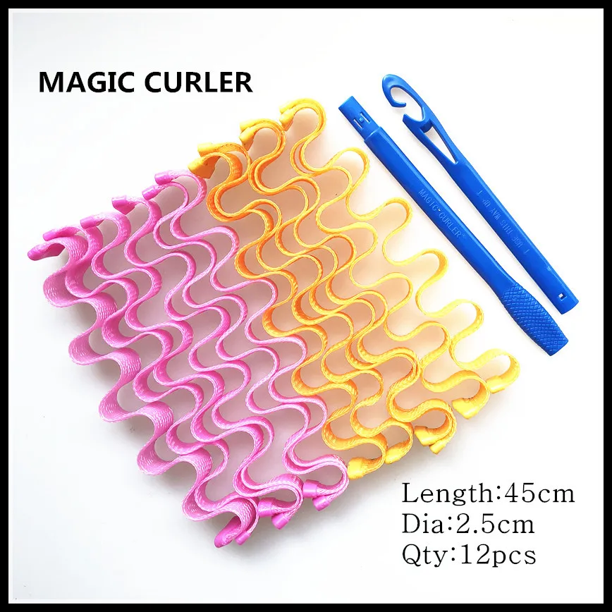 
No Heat Spiral Curls Wave Hair Curlers Styling Kit Spiral Magic Hair Curlers with 2 color Styling 