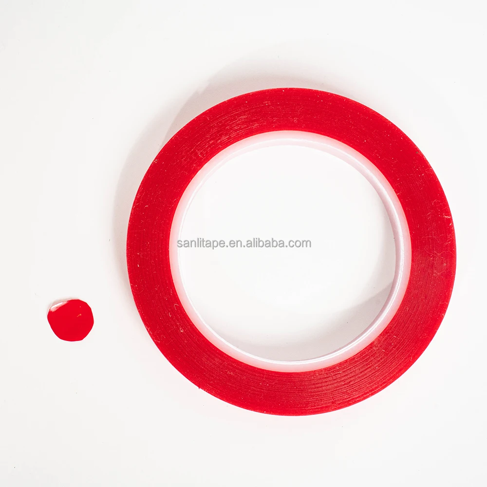 Manufacturer Wholesale Acrylic Glue Double Sided Adhesive PET Polyester Tape Red Film Liner