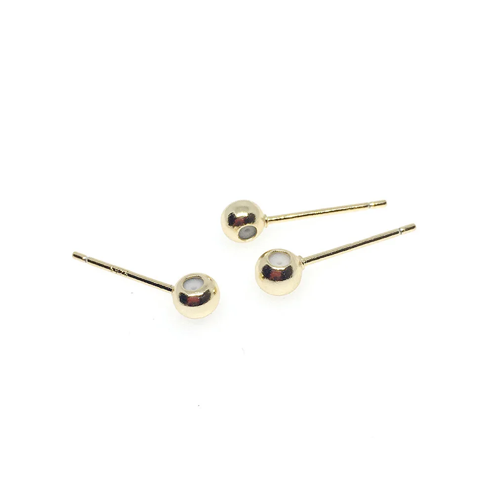Jewelry Accessories 14k gold filled Silicon Rubber Stud Ball Beads Straight Needle Simple Earring Pin Earring Stick Post