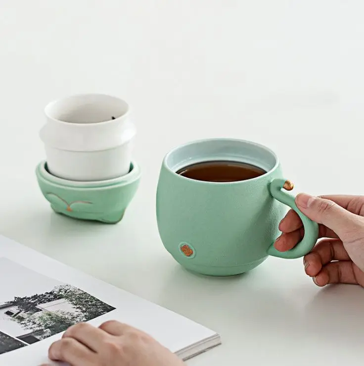 Travelling Tea Set Porcelain Kung Fu Teaware Sets Outdoor lucky cat Portable Teapot set