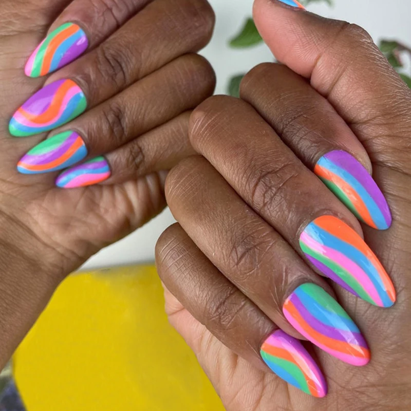 Ins Hot Sell Faux Ongles Printed Fake Nails Brand Accessories Art OEM Impress Manicure Reusable Long-Lasting Artificial Nails