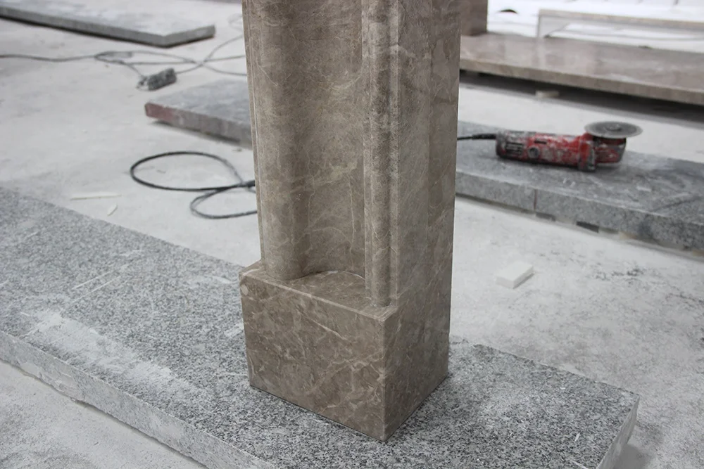 Turkish Dora Cloud Anatolian Grey Natural Marble Artisan Fireplaces Surround