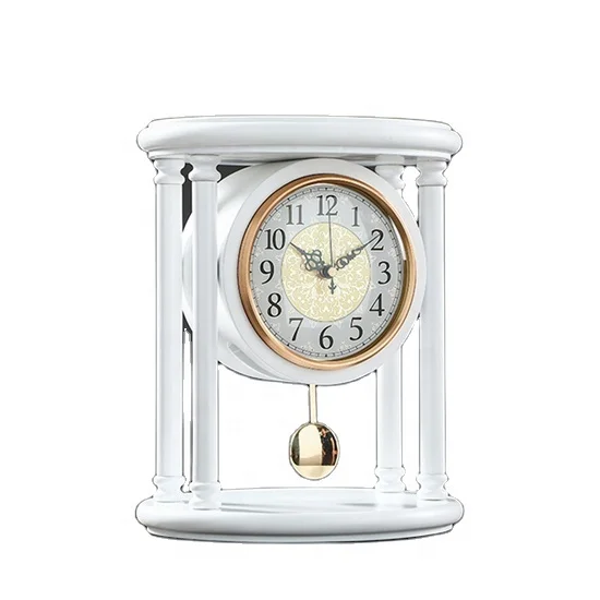 Chinese style solid wood desk clock retro creative table clocks vintage