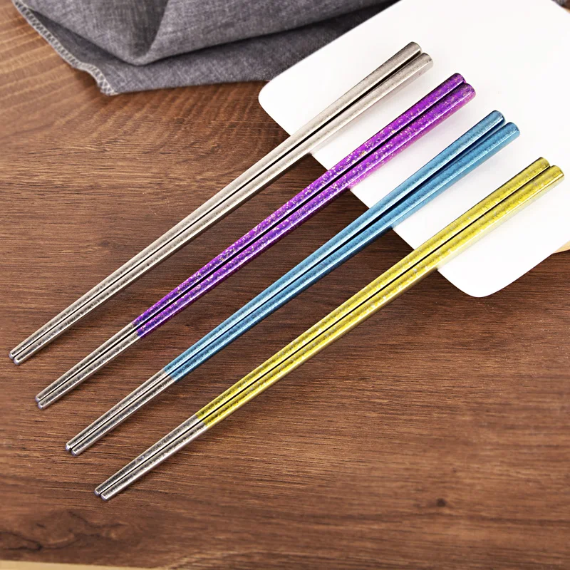 Titanium green engraved chopsticks metal gift customised chopstick