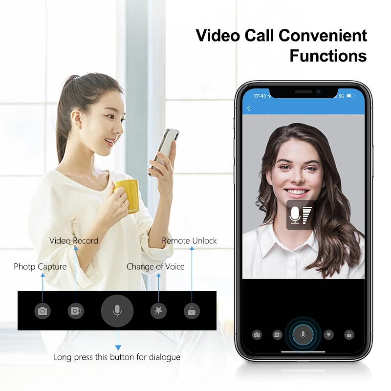 Recognition Door Lock With WIFI APP Remote Unlock Capture Photo Peephole camera, video intercom Smart lock
