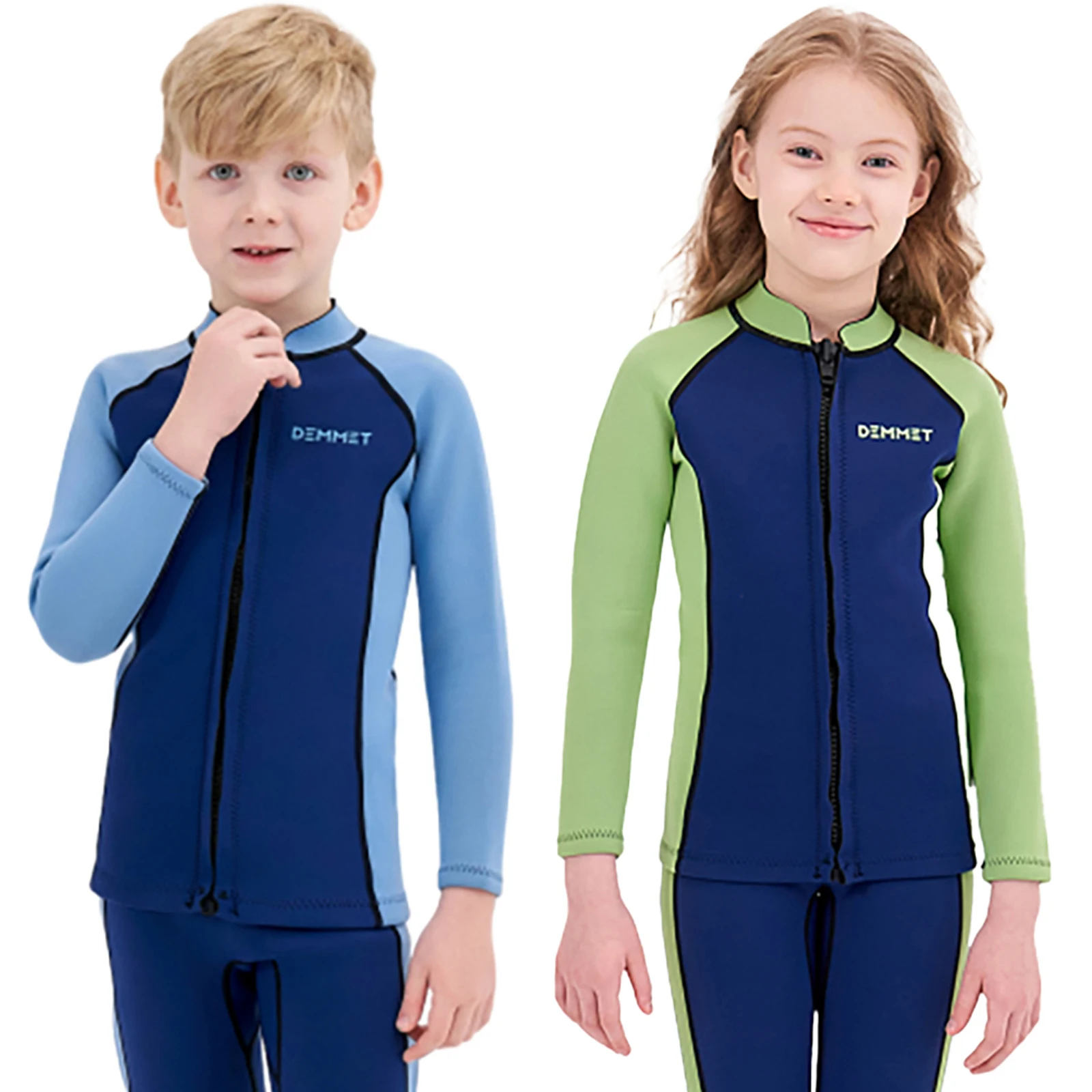 Wholesale Kids Wetsuit Tops 1.5mm Front Open Zipper Neoprene Wetsuit Jackets Boys Girls Warm Dive Snorkeling Swimsuits