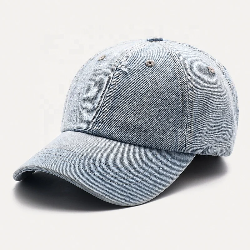
D&Z dropshoping wholesale custom logo plain blank ripped vintage denim dad hats 