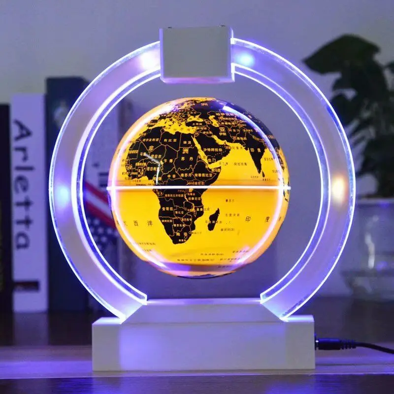 6 Inch Colorful LED Magnetic Levitation Floating Globe Auto-Rotate Anti Gravity Levitating World Map Globe