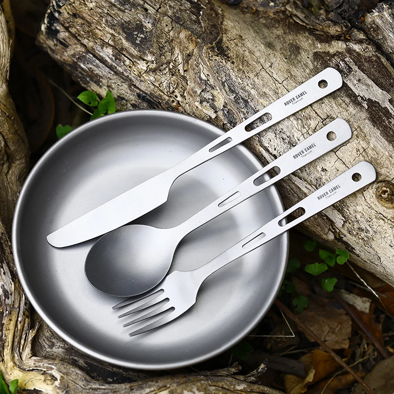 Titanium Spork Portable dinnerware set camping spoon fork  knife set for outdoor camping hiking travel