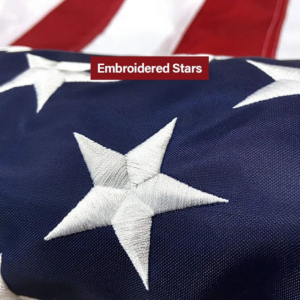 3x5 FT American Flag Embroidered Stars, Sewn Stripes, Brass Grommets USA US Flag