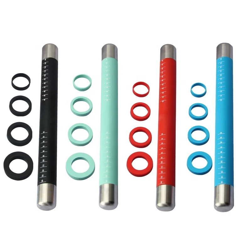 Индивидуальные Инструменты для выпечки и кондитерских изделий, инструменты для выпечки тортов, ролик для теста из нержавеющей стали, силиконовая Скалка с регулируемыми кольцами