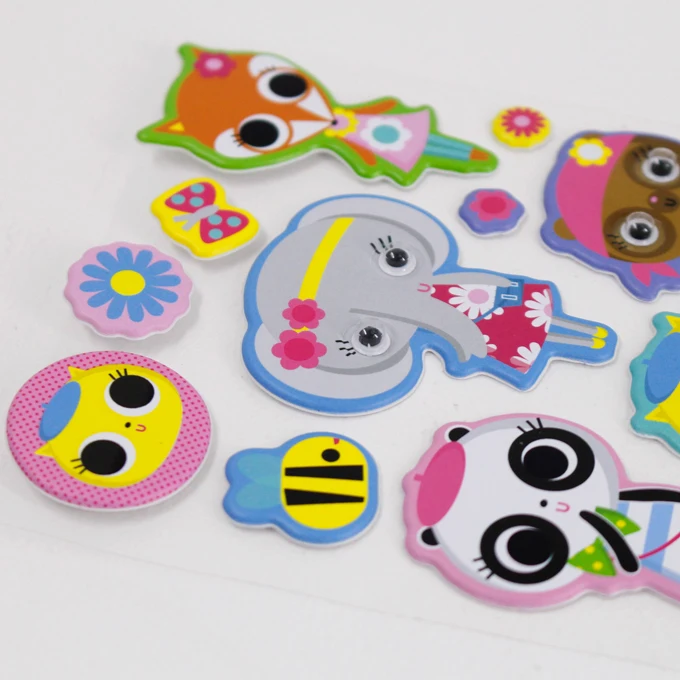 Cheap promotional gift puffy 3D sticker ,EVA puffy stickers cartoon sticker