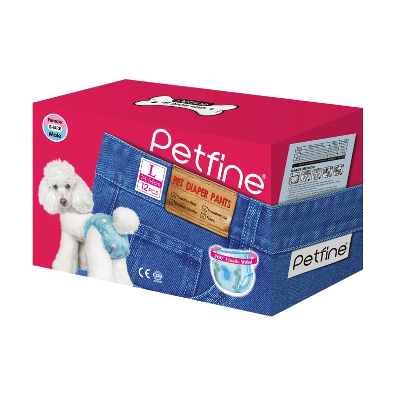 Petfine джинсовые переносные U-образные открытые экологически чистые подгузники для собак
