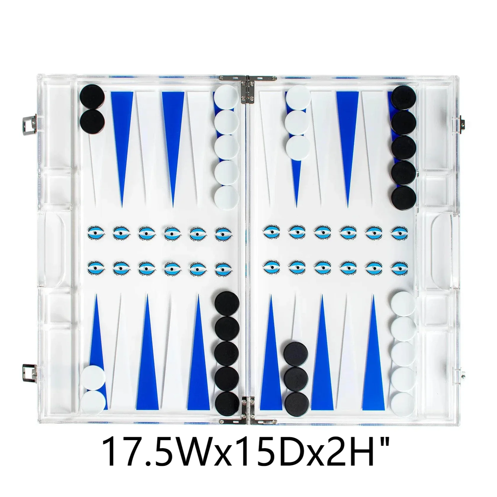 Large size fabulous transparent blue Eye Backgammon Set Folding Plexiglass gift box For family gathering