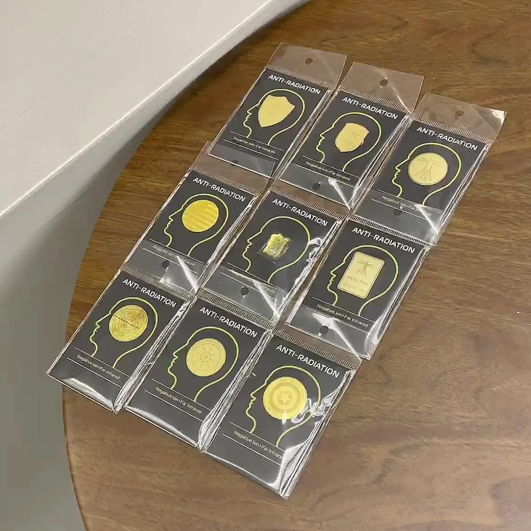 Wholesale Price 24 K Gold Anti Radiation Sticker With Negative Ions Radiation Proof Mobile Phone Stickers Chip In Opp Bag