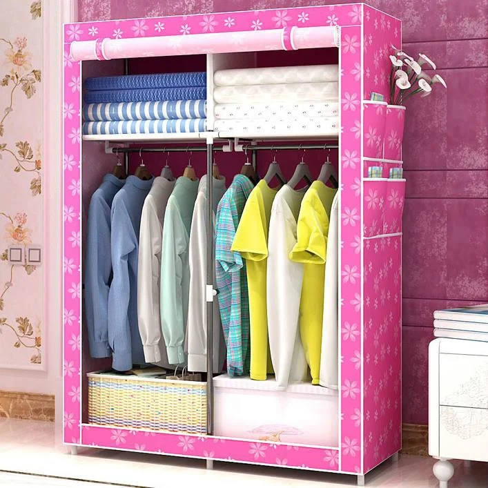 Portable Clothes Closet Wardrobe with Non-Woven Fabric and Hanging Rod Quick and Easy to Assemble