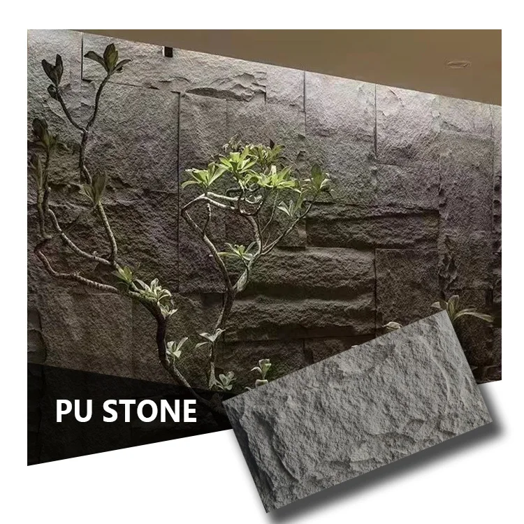 Thin And Light Stone Veener Wall Decoration 3d Wall Panel Slabs Flexible Pu Stone Polyurethane Artificial Stone For Villa