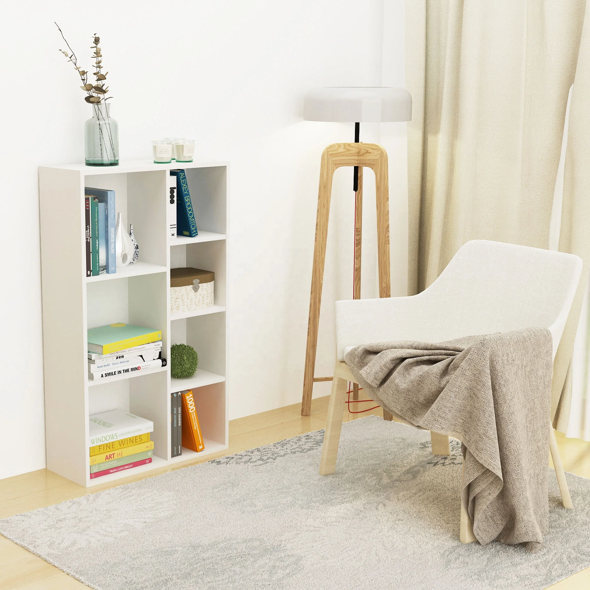 Gcon GF702 high quality best price wholesale white wood bookcase wood cube bookcase shelf bookshelf animal for kid