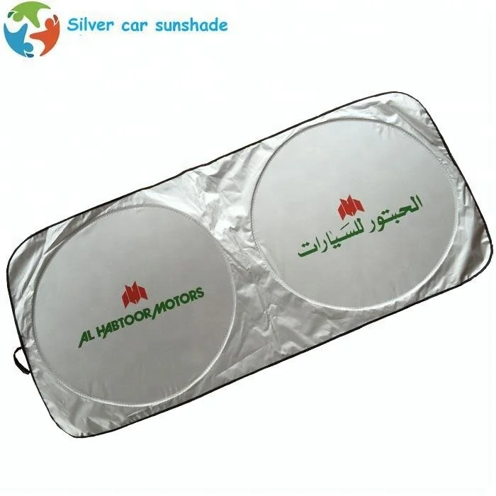 Pop up folding car window sunshade  universal size silver polyester sunshade for car