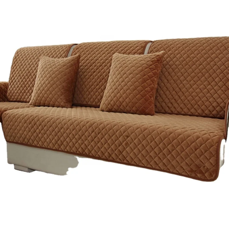 Hot Sale Good Quality Flannel Fur Embroidery Pattern 3 Seat Sofa Covers With Anti-slip