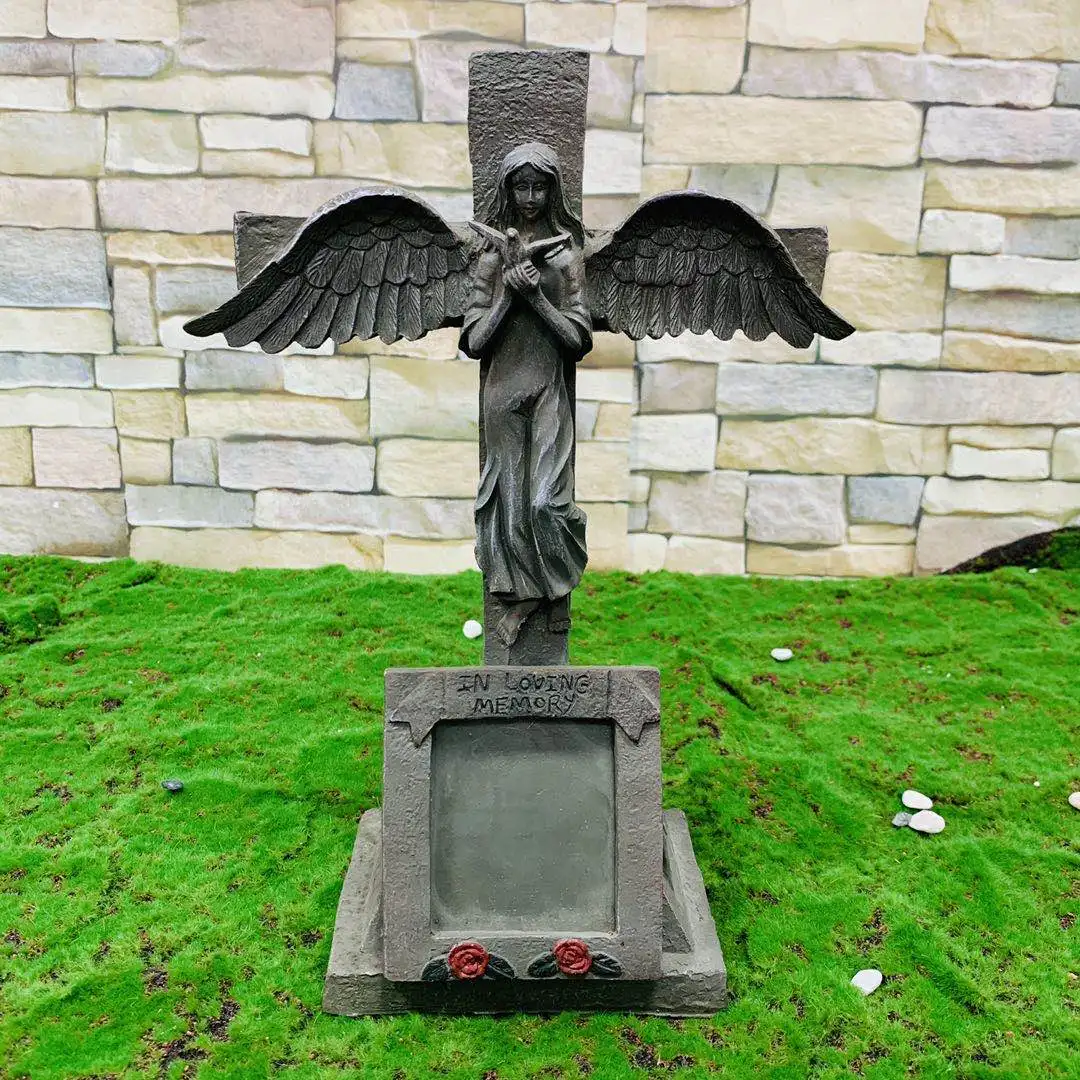 New  Resin Angel of the Cross Buddha solar home  led street light solar outdoor garden  light  solar panel light