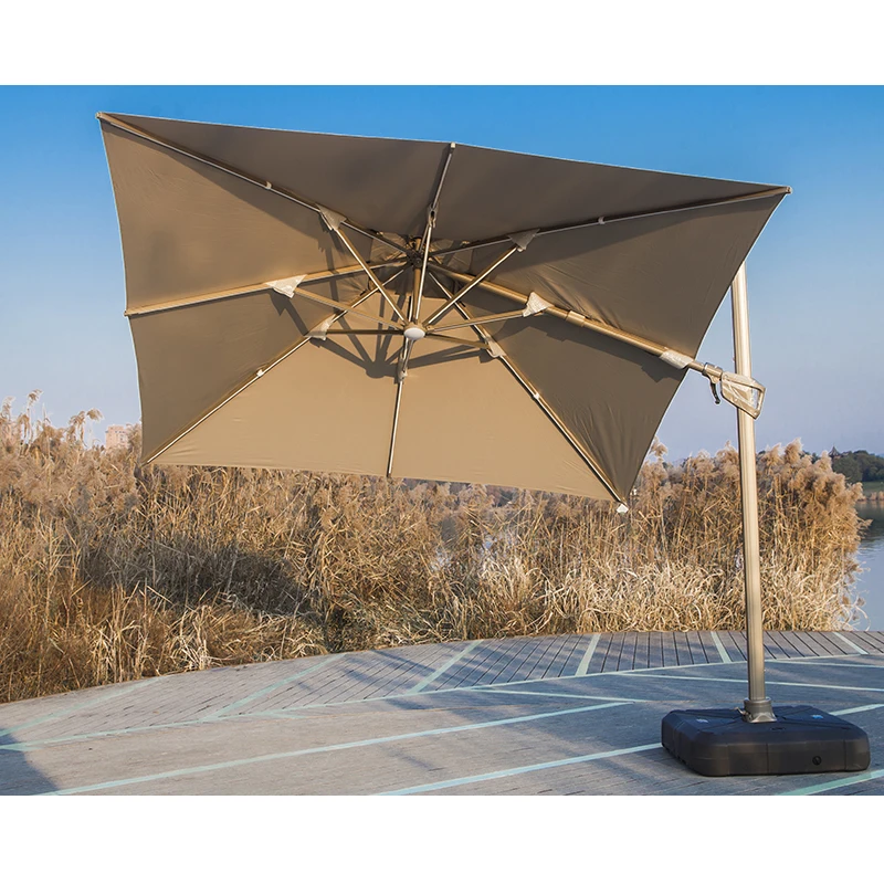 Glamping cantilever parasol garden umbrella outdoor metal led lights outdoor umbrella parasol patio umbrellas & bases