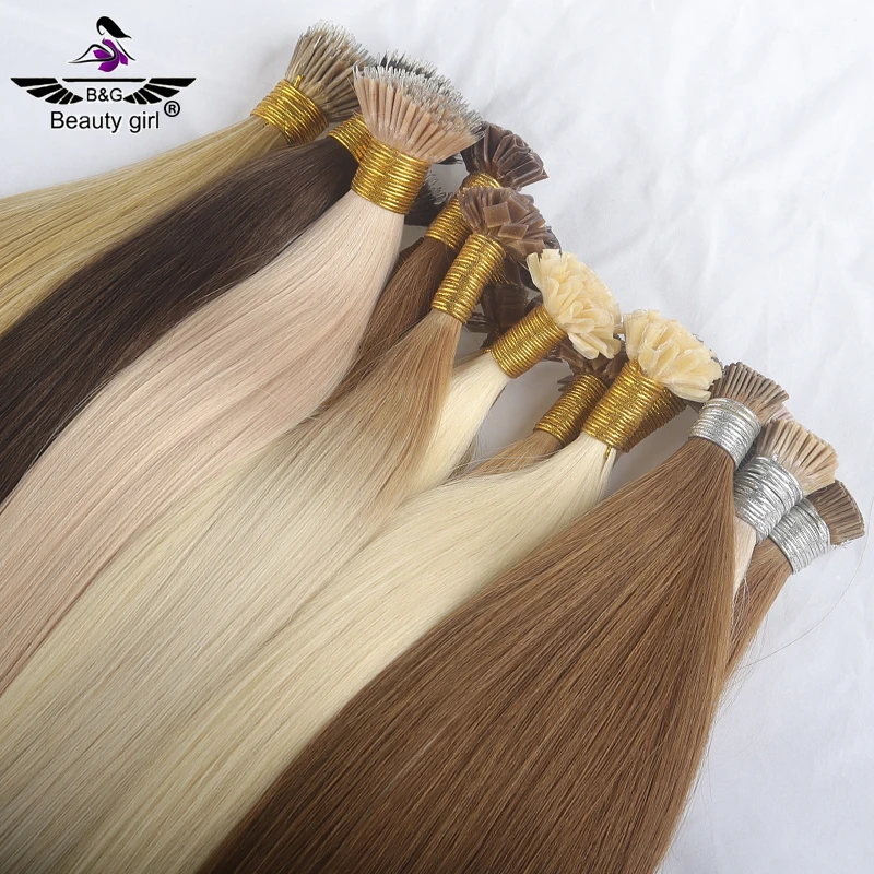 Raw Virgin Unprocessed Bonded Keratin Double Drawn I-Tip Cabello Natural 100% Real Russian I Tip Human Hair Extensions
