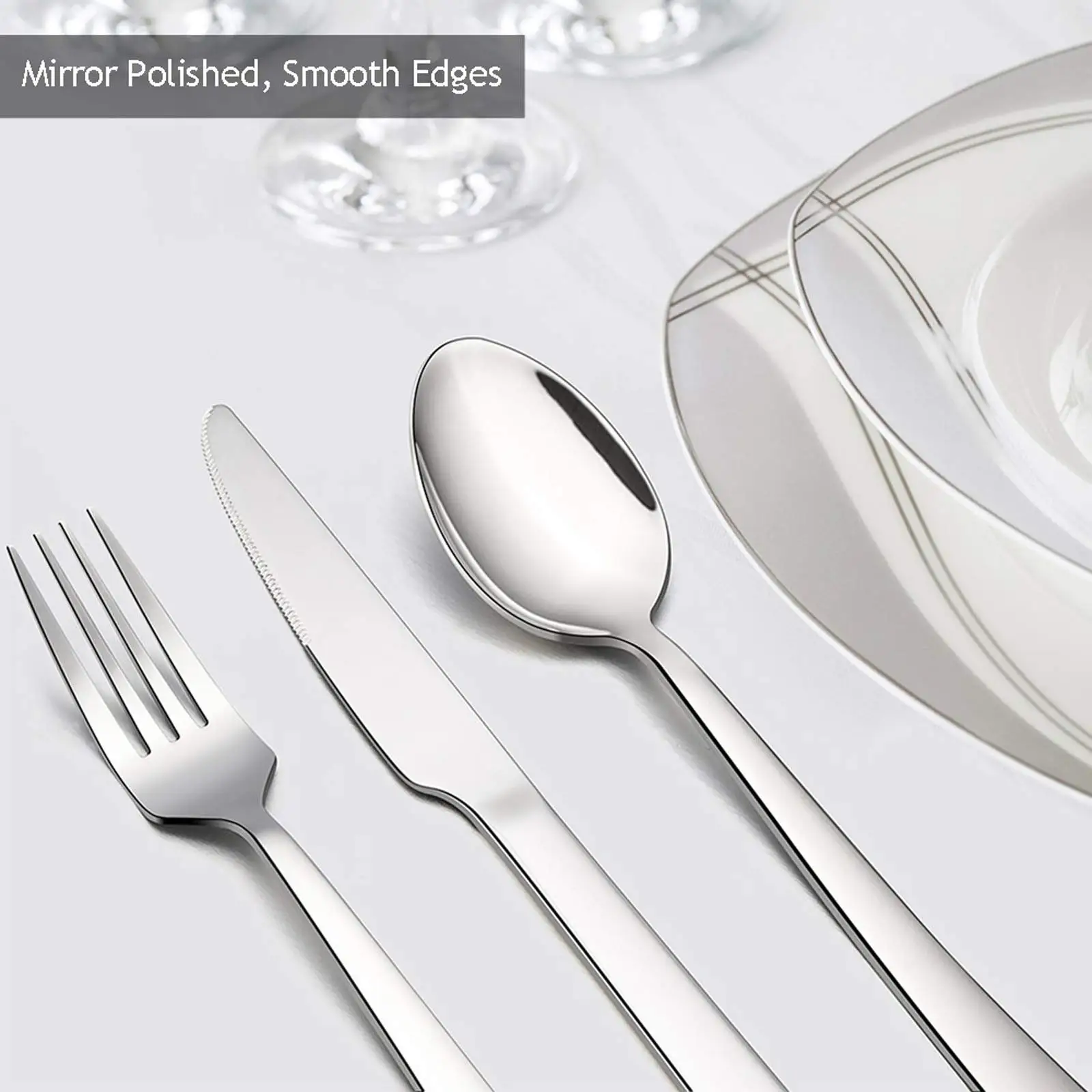 High quality 18/0 Stainless Steel Cutlery Set Mirror polish Silverware Spoon Fork Knife dinnerware sets for hotel restaurant