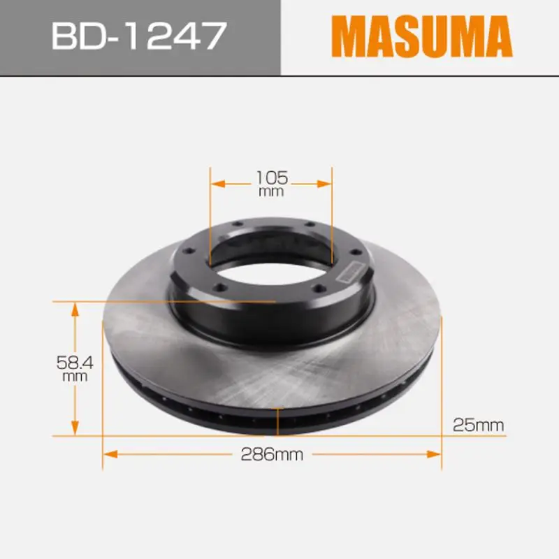 BD-1247 MASUMA Auto wearing part Brake system Brake discs 43512-12390 for toyota