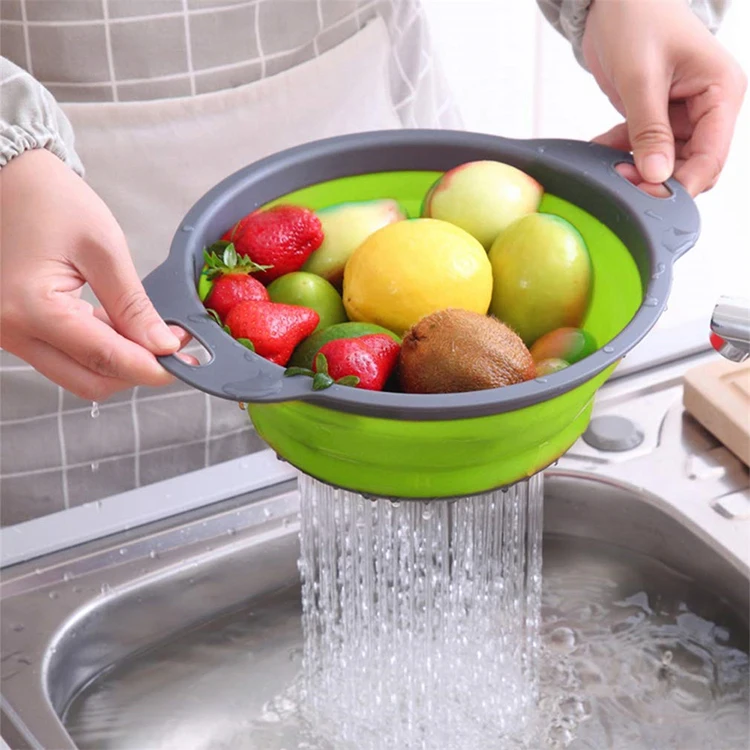 Кухонное складное сито для продуктов силиконовые ручки макаронных изделий мытья