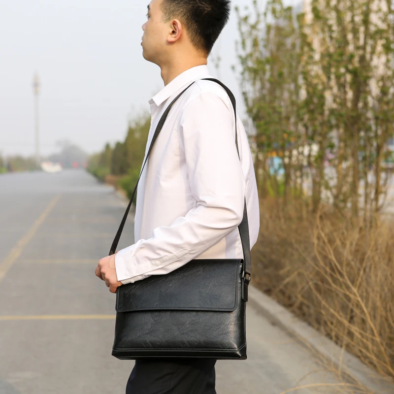 2024 New Style Leather Men Messenger Sling Bags Fashion Business Shoulder Bag Causal Crossbody Bag For Men