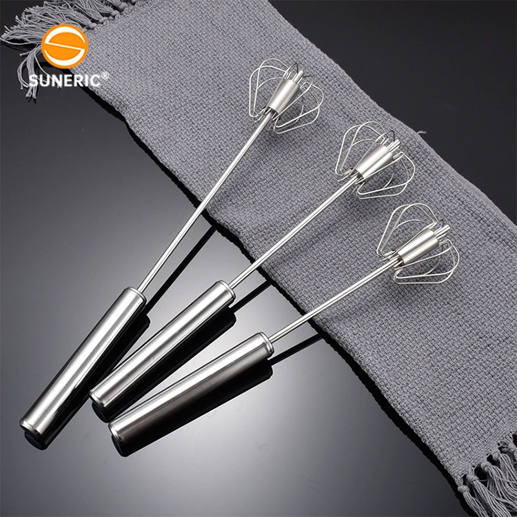 Полуавтоматический вращающийся венчик для яиц ручной миксер из нержавеющей стали с пружинным венчиком самостоятельного перемешивания