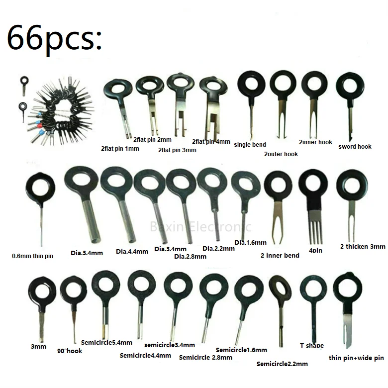 66pcs 38/36/28/18/11/8/3pcs Steel Terminal Removal Tool Kit Car Pin Extractor Tool Set Release Electrical Terminal Ejector Kit