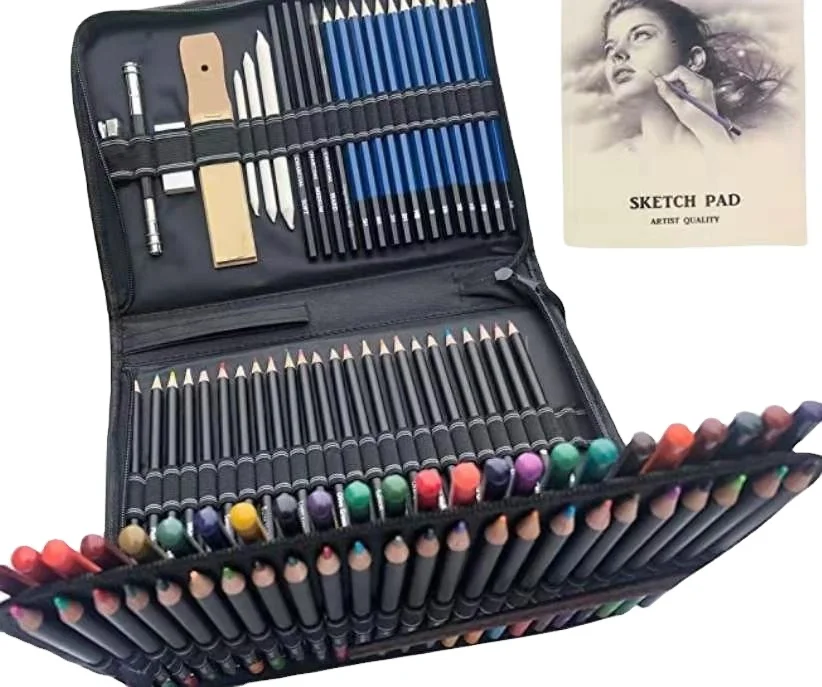 New Product drawing and sketching pencil art set Set With Roll Up Canvas Carry Pouch