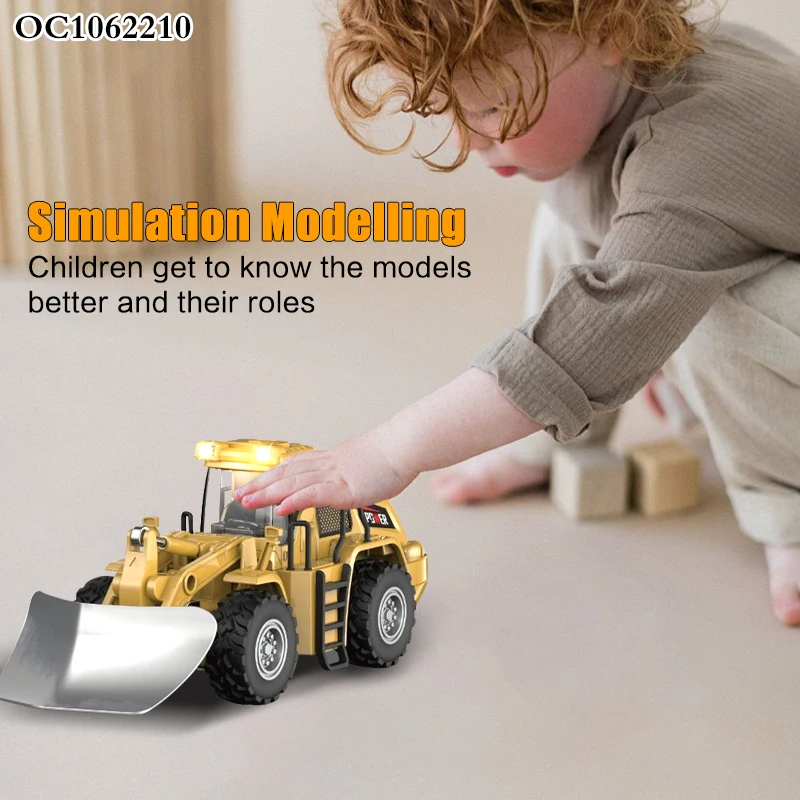 Friction diecast model car simulation trucks toy bucket shovel for children for sale with light and music