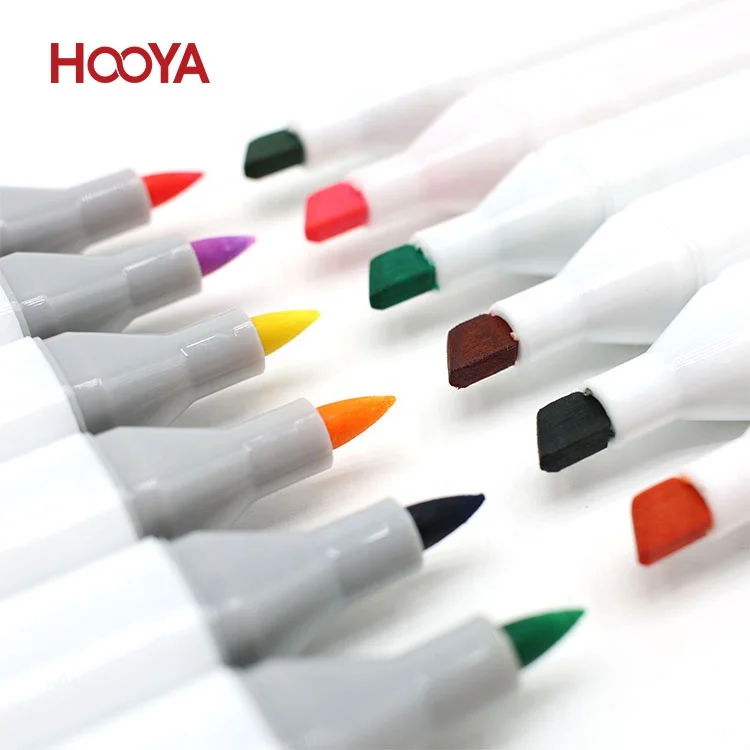 80 Colors PU Bag Dual Tip Twin Soft Head Alcohol Markers for Office