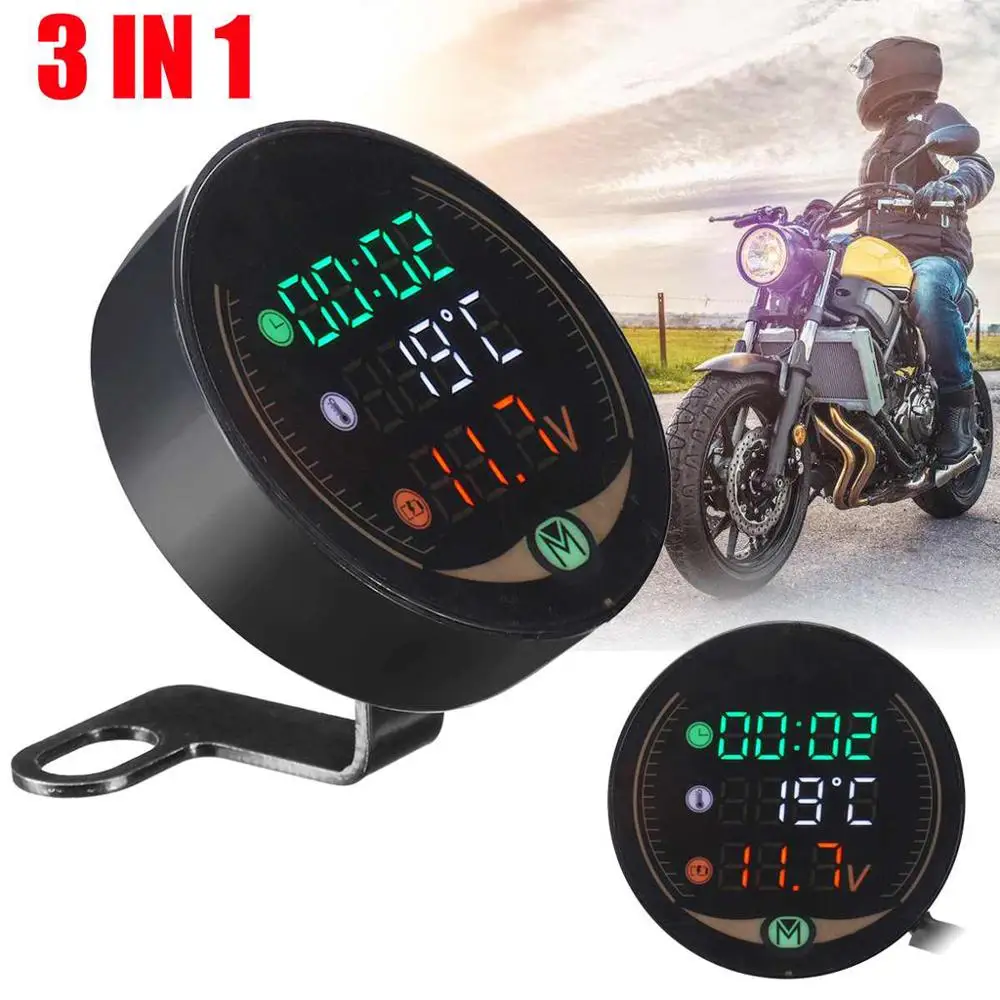 Универсальные многофункциональные светодиодные цифровые часы-вольтметр для мотоциклов