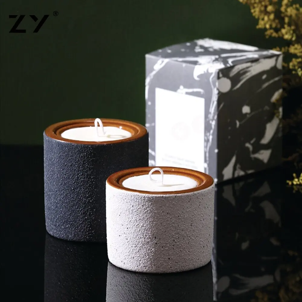 Color Candle Jar Cement Candle Jar Concrete Candle Jars With Lid And Boxes Packaging