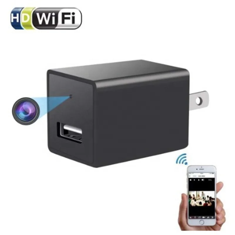 Black US USB Phone Smart Charger Hidden Spy Camera With Wifi Wall Charger Mini 1080P App Control Camera