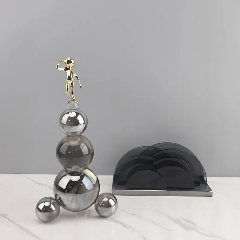 Современный простой геометрический штабеленный хрустальный шар маленький золотой фигурный Скульптурный Орнамент Гостиная Спальня крыльцо украшения дома