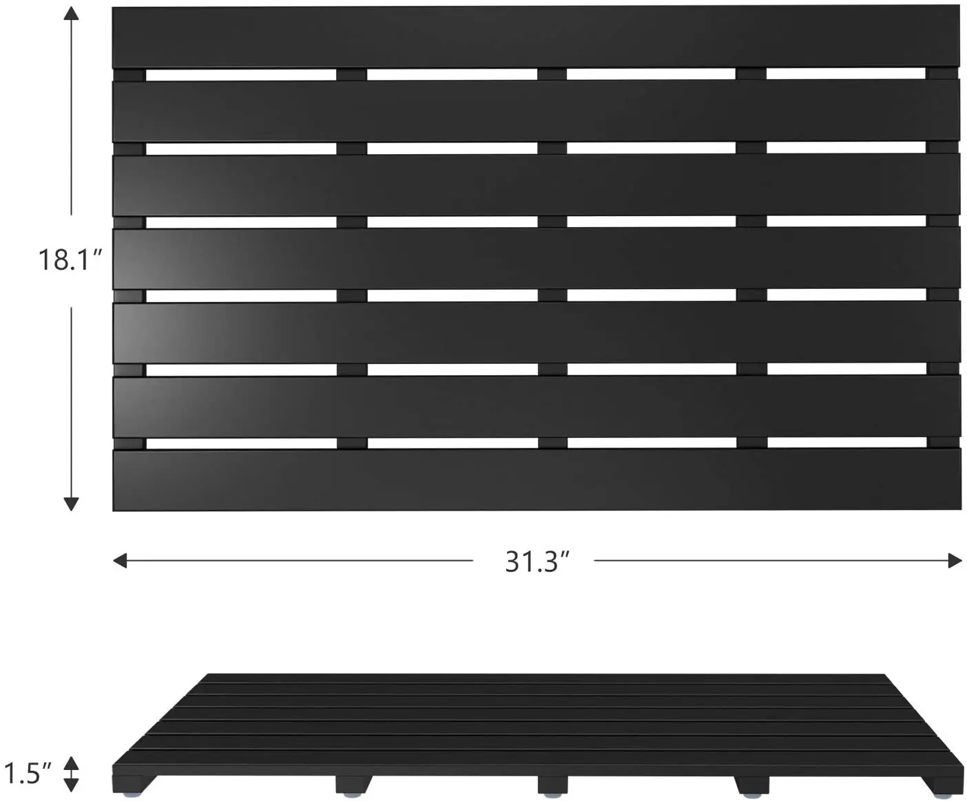 Rectangle Wood Bamboo floor bathroom bath mats Mould Resistant non slip shower Mat for luxury shower