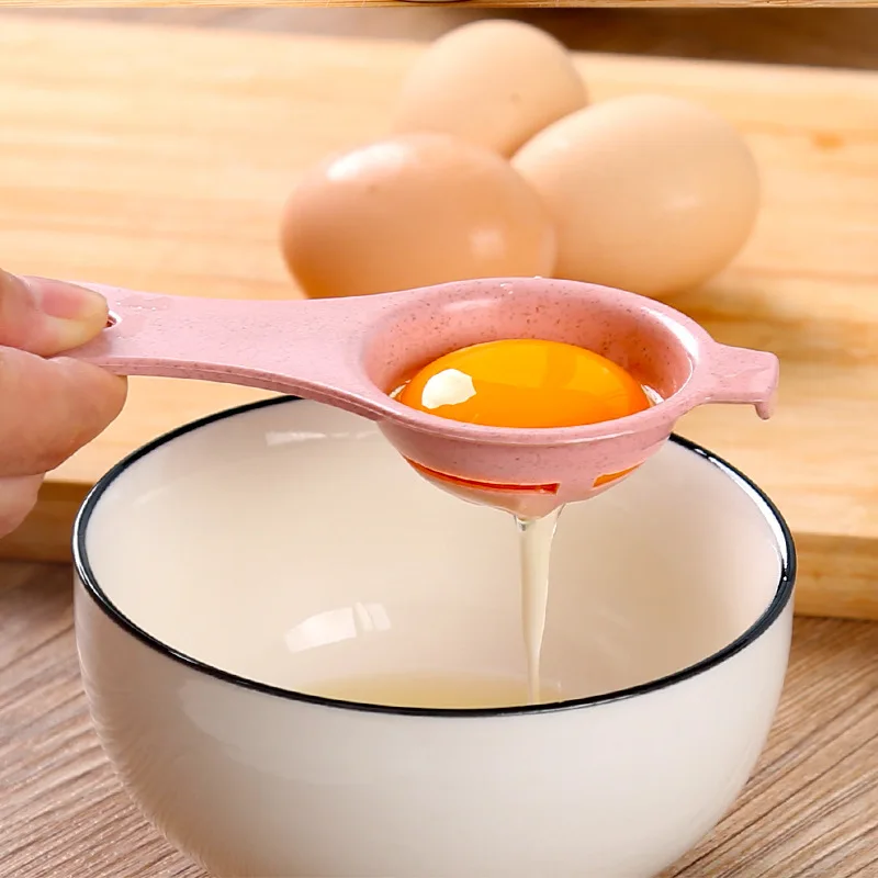 YXHT Mini Egg Yolk White Separator Kitchen Tools Creative Ergonomic Handle Wheat Straw Egg Yolk Separator Egg Tool