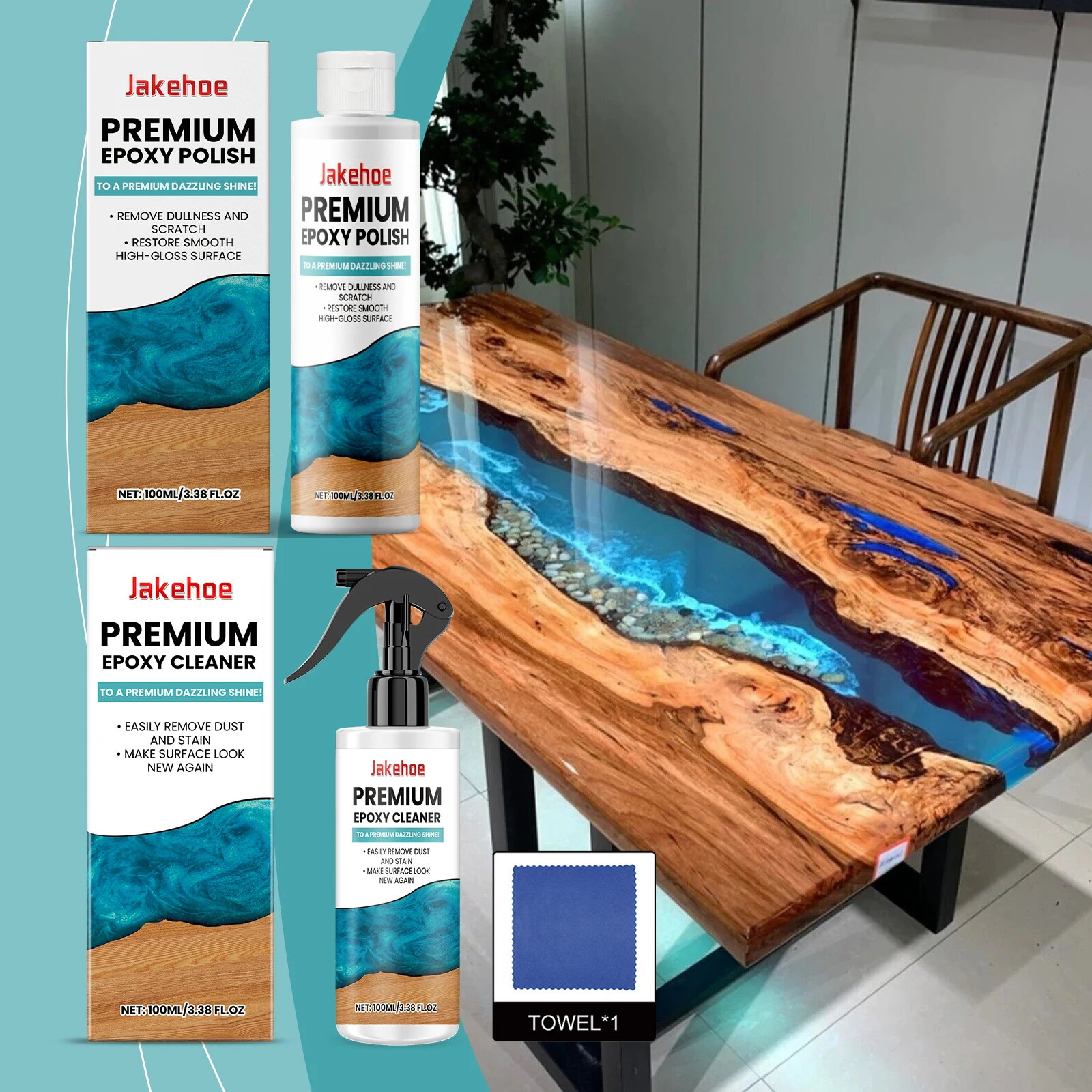 Jakehoe Epoxy Polish Restoring Epoxy Resin Polish High Gloss Epoxy Cleaning Solution Agent