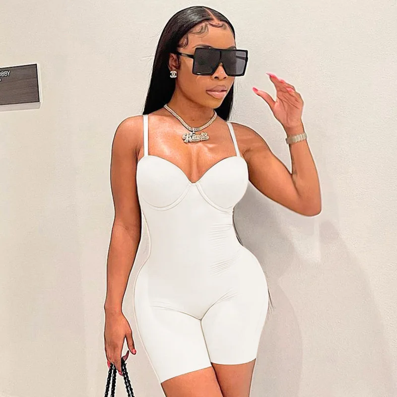 2022 New Arrivals Sexy Solid Color Sleeveless rompers women jumpsuit Sling Backless V Neck Women romper