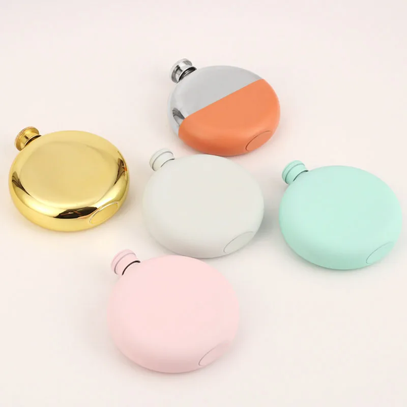 DYS011 Wholesale Stainless Steel Laser Welding Electroplating Hip Flask Painted 5oz Round Men