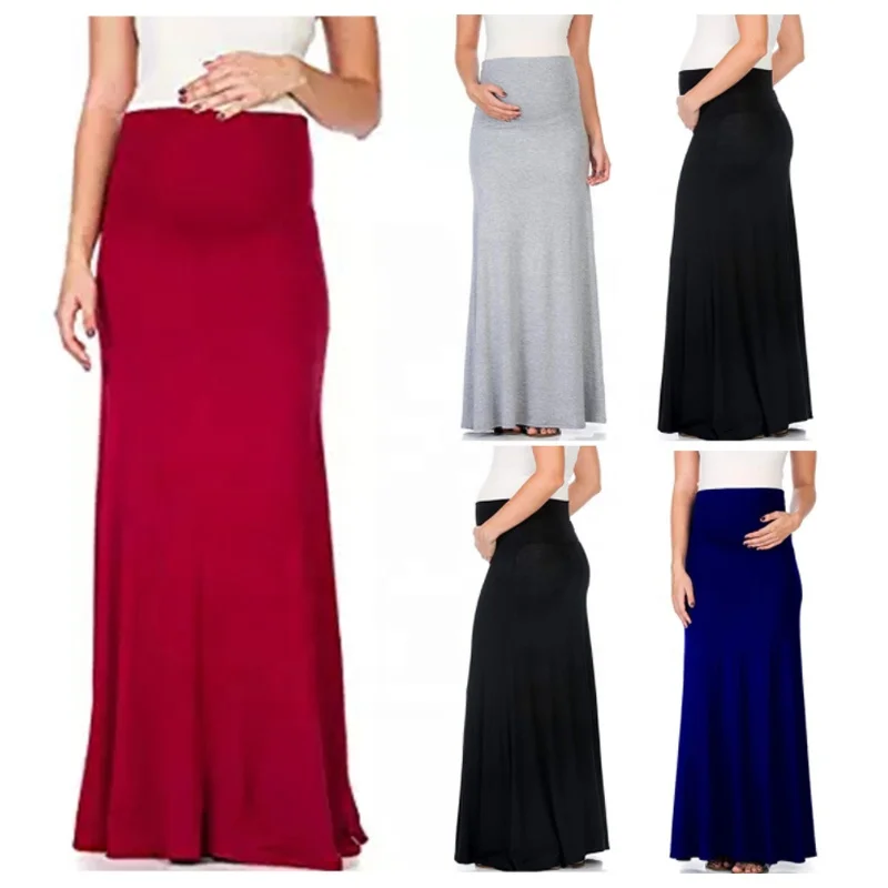  CY446 Big size Maternity Skirt Clothes for Pregnant Women Maxi Dress S to XXXL Soft Rayon Good Stretch